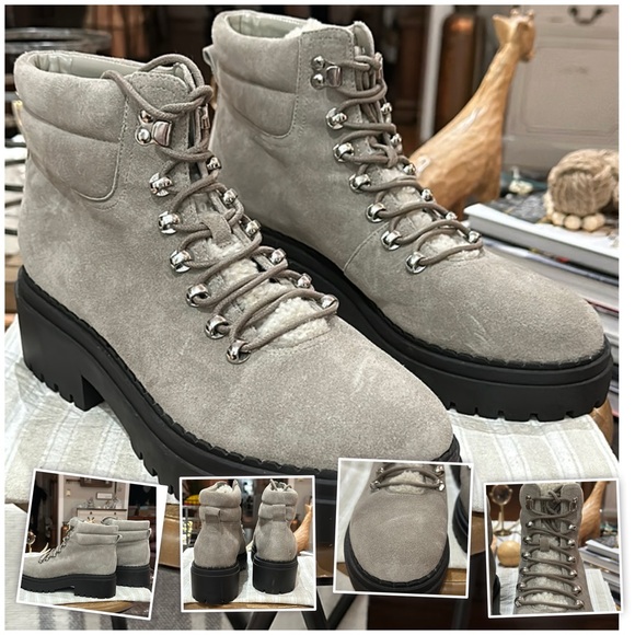 🪧 Marc Fisher Women’s Nairy Hiking Boot in Gray Suede w/Faux Shearling, Size 9.5 - Picture 4 of 16